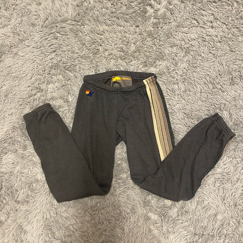 Aviator Nation 5 stripe sweatpants charcoal grey